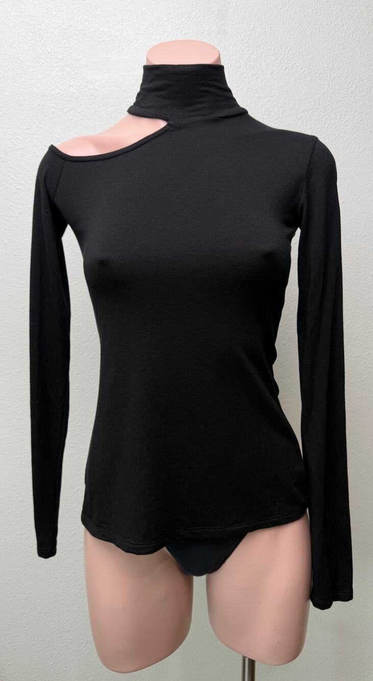 Marcella Allegra Black Cutout Top Women XS Turtleneck
